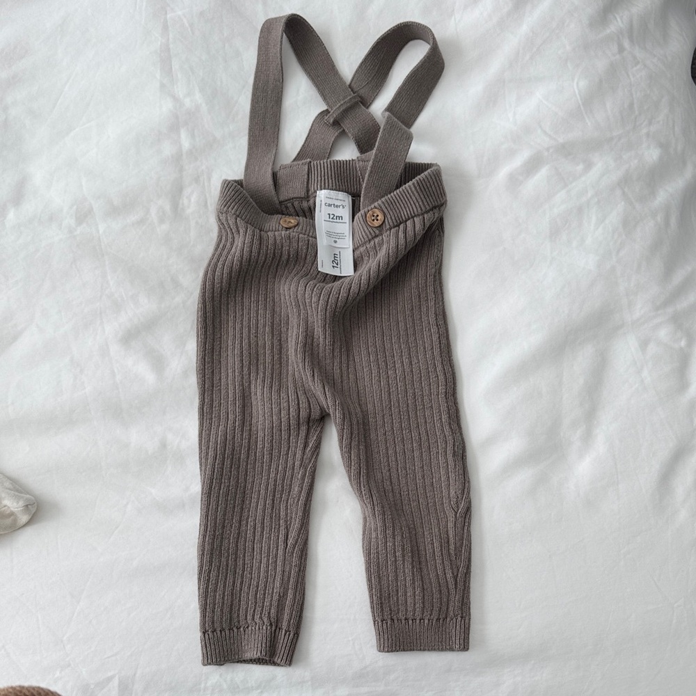 Carter's Ribbed Knit Suspender Pants - Brown - WORN ONCE